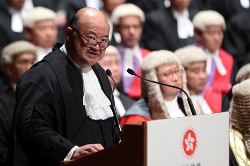 Chief Justice Geoffrey Ma speaks at the ceremonial opening of the legal year 2015 at City Hall in Central. He has said that it’s better to leave positions vacant than to appoint those who are not of the required standard. Photo: Sam Tsang