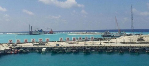 China recently built a runway for military aircraft on Yongxing Island (Woody Island, see map above). Here the runway can be seen with construction equipment in place. Photo: SCMP Pictures