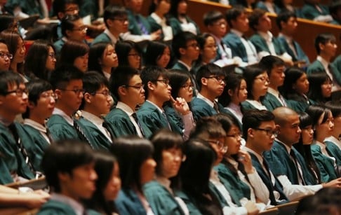 University of Hong Kong students attend the inauguration ceremony. They are encouraged to see our world in a broad context with a global view. Photo: Nora Tam