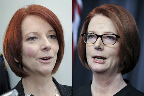 Julia Gillard when she entered office as Australian prime minister (above, left) and when she was toppled in a Labor Party coup. Photo: AFP