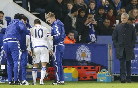 Eden Hazard goes off injured against Leicester, a decision the player took himself, says Jose Mourinho. Photo: Reuters