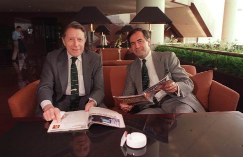 Caspar Weinberger (left) and Christopher Forbes with Forbes Magazine, the oldest of the major US business publications. Photo: SCMP Pictures