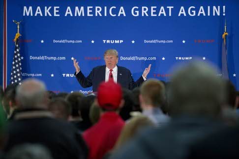 Donald Trump speaks during a campaign rally in New Hampshire. Asians watching the US presidential nomination process unfold may wonder what a Trump victory would mean for America’s relations with China. Photo: Bloomberg