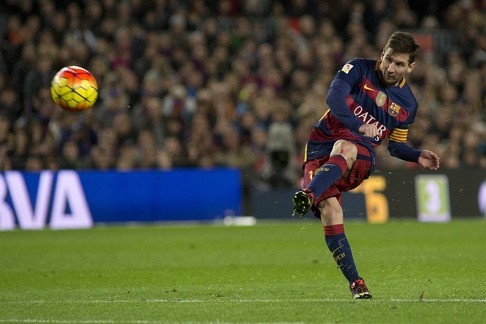 Lionel Messi netted his 425th goal for Barcelona on a record-breaking night for the Catalans. Photo: Xinhua
