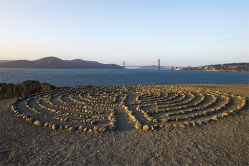 A labyrinth in front of San Francisco’s Golden Gate Bridge.