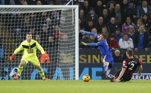 Leicester's Jamie Vardy has become a marked man on the back of his blistering goalscoring form this season. Photo: Reuters