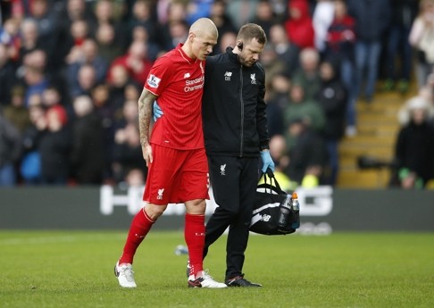 Liverpool defender Martin Skrtel is already consigned to the treatment tale. Photo: Reuters