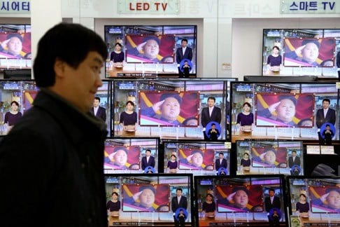 Televisions on display at an electronics store in Seoul, South Korea, show an image of North Kean leader Kim Jong Un during a news broadcast on North Korea's nuclear test on Wednesday. Photo: Bloomberg/SeongJoon Cho.