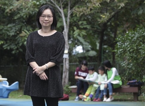 Dr Ng Mei-lee poses for a photograph during a kindergarten class at the Hong Kong Institute of Education in Tai Po.