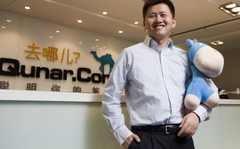 Qunar co-founder Zhuang Chenchao poses in Beijing. Ctrip said it is eyeing a ‘significant minority stake’ in rival and affiliate Qunar through other investment vehicles. Photo: Bloomberg