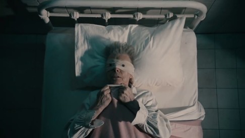 Still from Bowie’s video for Lazarus. Producer Tony Visconti says the song was a goodbye for his fans.