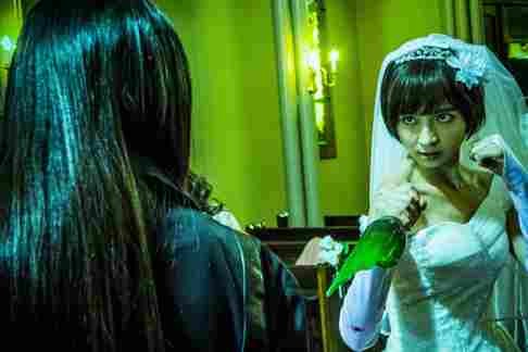 Mariko Shinoda is ready for action in a scene from the film.