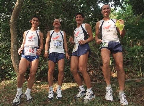 Chan Kwok-keung (left) and fellow members of the Sun Hing Cosmo Boys 2, the Trailwalker Hong Kong champions three years in a row.