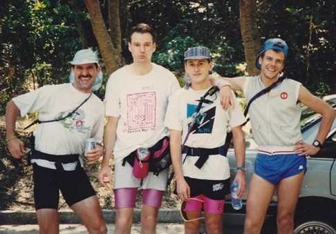 (From left) Andy Hayes, Stephen Muller, Jonathan and Jane Ford from the team Green Trailwalker team, circa 1992.