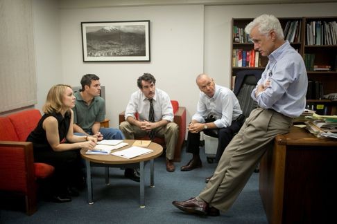 A still from Spotlight, the based-on-true-story drama centring on the team of Boston Globe journalists who unravelled the widespread cover-up of child sex abuse by Catholic priests in 2002.