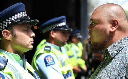 The TPP has been controversial since it was proposed. Protestors and police faced off on the streets of Auckland on Thursday. Photo: AFP