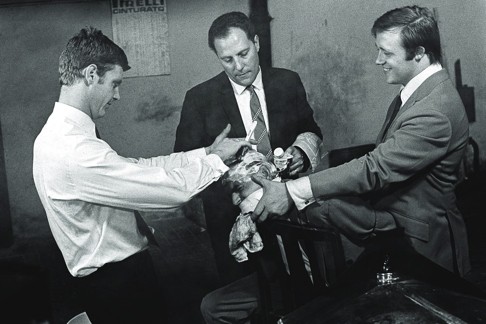 A scene of torture from the film Performance, for which Litvinoff was a consultant. He is said to have based this sequence on his own experience at the hands of London gangsters the Krays. Real-life thug John Bindon is seen on the right.