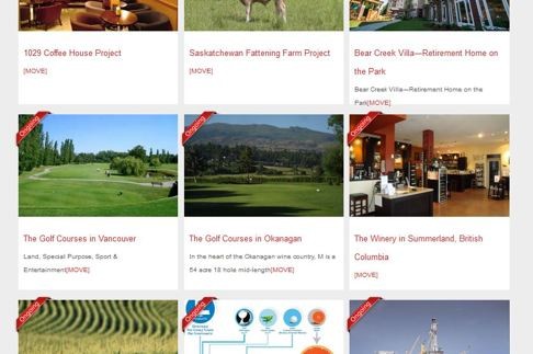 Properties listed on the members-only website of Canada Luxmore Crowdfunding’s website included golf courses in the Vancouver area and the Okanagan, with multimillion-dollar prices. The website was taken down in January. Photo: Canada Luxmore Crowdfunding