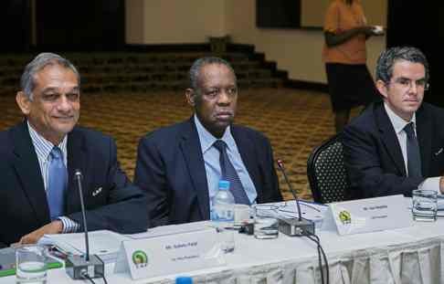 CAF secretary general Hicham El Amrani (right) is one of the brightest prospects in football administration after the way the 36-year-old handled the fallout from the Ebola outbreak in West Africa causing the African Cup of Nations to be moved to Equatorial Guinea on short notice. Photo: AFP