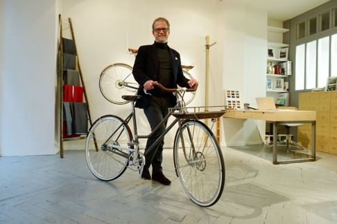 Frederic Jastrzebski of Maison Tamboite shows off a bicycle at the firm’s Paris atelier.