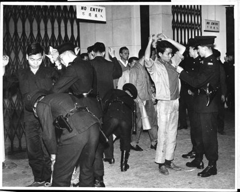 Police question people protesting against the Star Ferry fare rise in April 1966. Photo: SCMP Pictures