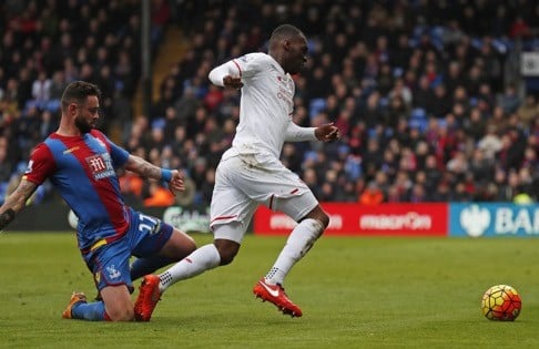 Damien Delaney’s foul on Christian Benteke that gave Liverpool the penalty.