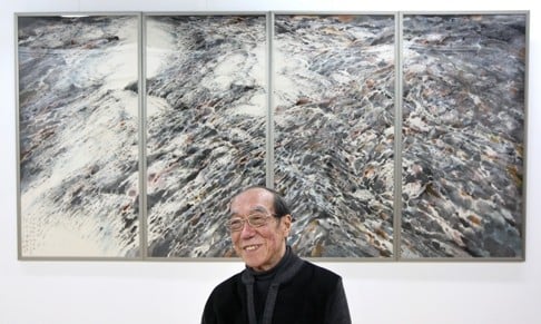 Wong in front of his piece Great River No. 16. Photo: Bruce Yan
