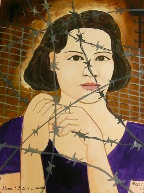 One of about 500 paintings left behind by Vietnamese refugees after the Whitehead Detention Centre was closed in 1997.