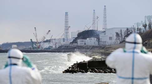 The view of Fukushima Daiichi nuclear power plant from the coast of Futaba. Photo: Kyodo