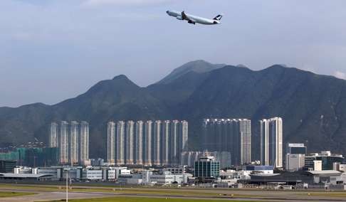 A Cathay Pacific aircraft takes off from Hong Kong International Airport. Photo: Nora Tam