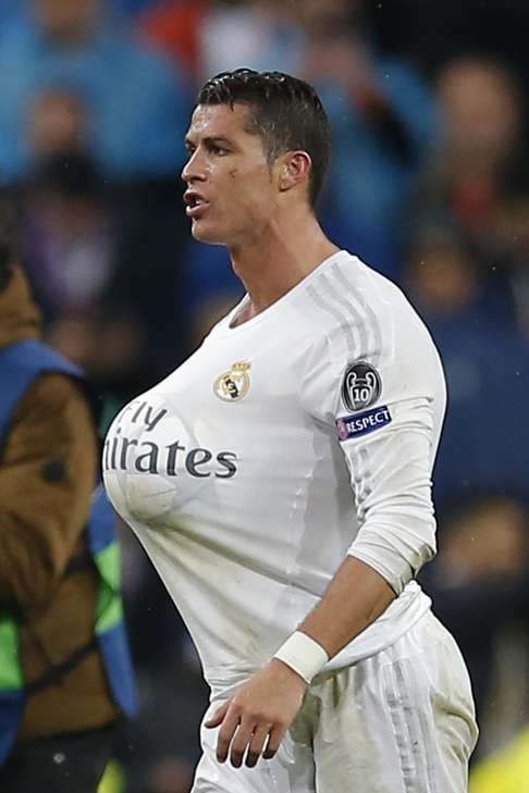 Ronaldo walks off with the ball. Photo: AP