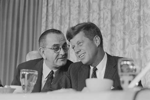 Lyndon Johnson John F. Kennedy at the Democratic convention in Los Angeles in 1960. Hinton stresses that both Democrats had a role in creating the mass incarceration state. Photo: Corbis