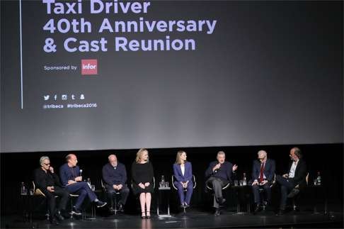 From left: Harvey Keitel, Michael Phillips, Paul Schrader, Cybill Shepherd, Jodie Foster, Robert De Niro and Martin Scorsese. Photo: AFP