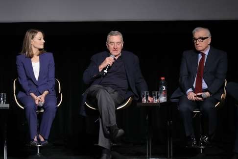 Jodie Foster, Robert De Niro and Martin Scorsese at the Taxi Driver 40th anniversary screening. Photo: AFP