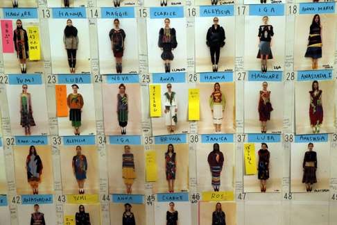 The board of models is displayed backstage before the presentation of Tsumori Chisato's 2014-15 autumn-winter ready-to-wear collection in Paris. Photo: AP