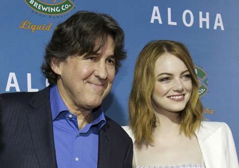 Cameron Crowe (left) and Emma Stone. Crowe directed Stone as an Asian character in Aloha. Photo: Reuters
