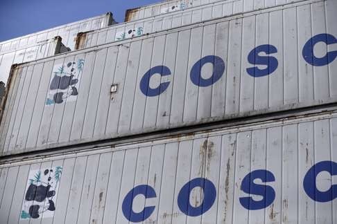 Containers from China Ocean Shipping Company (Cosco) at a port in Shanghai. Photo: Reuters