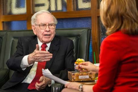 Berkshire Hathaway Chairman and CEO Warren Buffett speaks during an interview as his company opened a more than US$1 billion stake in technology giant Apple. Photo: AP