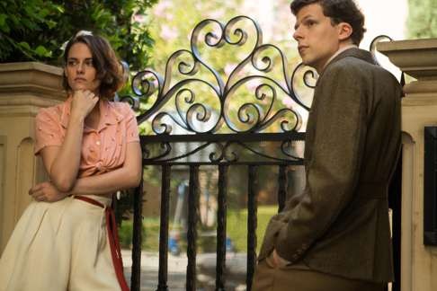 Stewart and Eisenberg in a scene from Cafe Society.