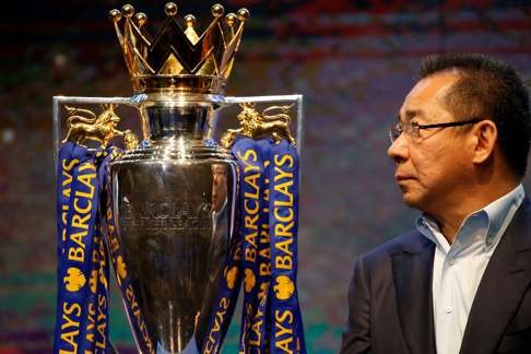Dream come true: Vichai Srivaddhanaprabha, owner of Leicester City, with the Premier League trophy during a media conference in Bangkok. Photo: Reuters