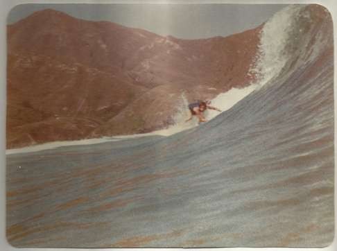 Anthony Hownam-Meek surfing at Fung Bay in 1985.