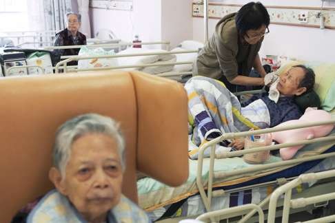 Nothing like Florida: Elderly residents of a care home in Hong Kong. Photo: AFP