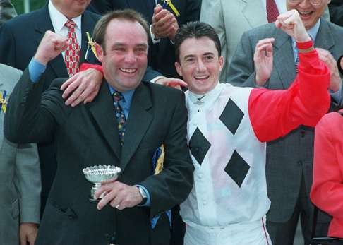 Good old days: Douglas Whyte and trainer Alec Laird way back in 1997 celebrate winning the QE II Cup. Photo: KY Cheng