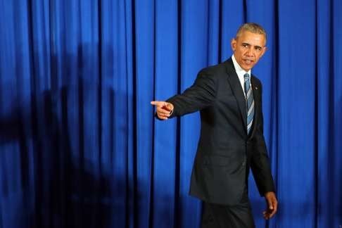 US President Barack Obama leaves the stage after a press conference in Hanoi, Vietnam, this week. Obama should use his Hiroshima visit to go beyond the campaign against nuclear disarmament and lay out an agenda for global peace. Photo: EPA