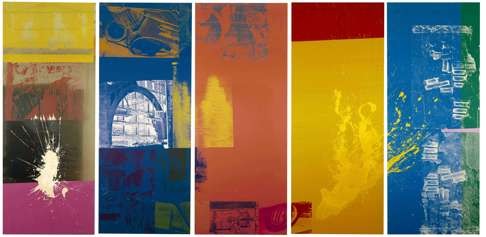 The 1/4 Mile or 2 Furlong Piece, 1981-98, Panels 116 to 120 Photo: Robert Rauschenberg Foundation