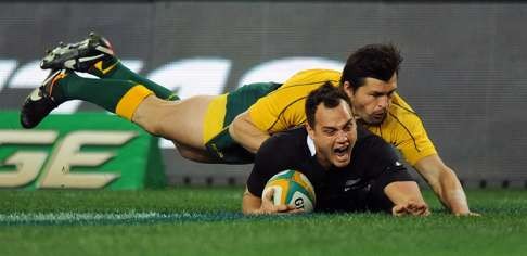 Fullback Israel Dagg, seen scoring against Australia, is back in the test fold after recovering from injuries and fighting back to his best form. Photo: AFP