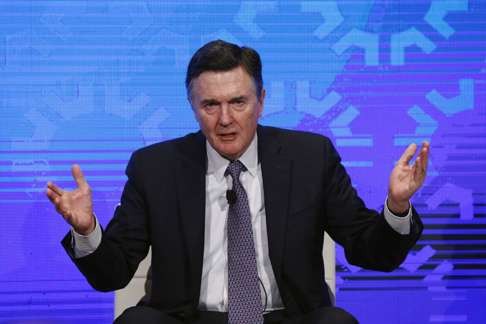 Dennis Lockhart of the Atlanta Fed takes part in a panel over the health of the US economy as he said a rate rise in June now seems unlikely, a view shared by Se. Louis Fed President James Bullard. Photo: Reuters