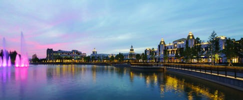 Shanghai Village at dusk.