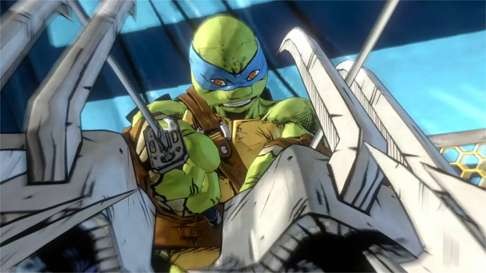 Teenage Mutant Ninja Turtle Leonardo in action.