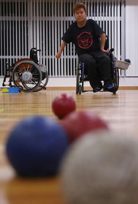 Leung Yuk-wing trains for his latest boccia challenge at the Sports Institute in Sha Tin. Photo: Edward Wong